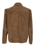 Brown Jacket with Classic Collar In Suede for Men Goat Outerwear