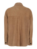 Kaylee Brown Jacket with Classic Collar and Applied Pockets on the Front in Suede for Women Lamb Outerwear