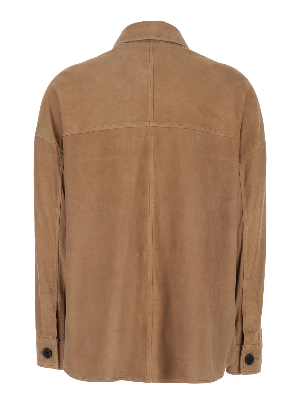 Kaylee Brown Jacket with Classic Collar and Applied Pockets on the Front in Suede for Women Lamb Outerwear
