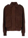 Halti Brown Jackets With Patch Pockets On The Front And Elasticated Hems Suede For Women Lamb