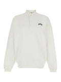 White Polo Collar Sweatshirt with Logo on Front in Cotton Man Sweatshirts