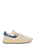 Reelwind Grey Sneaker Low Top with Logo Patch on Tongue and Side in Suede Man Nylon Cow Mesh
