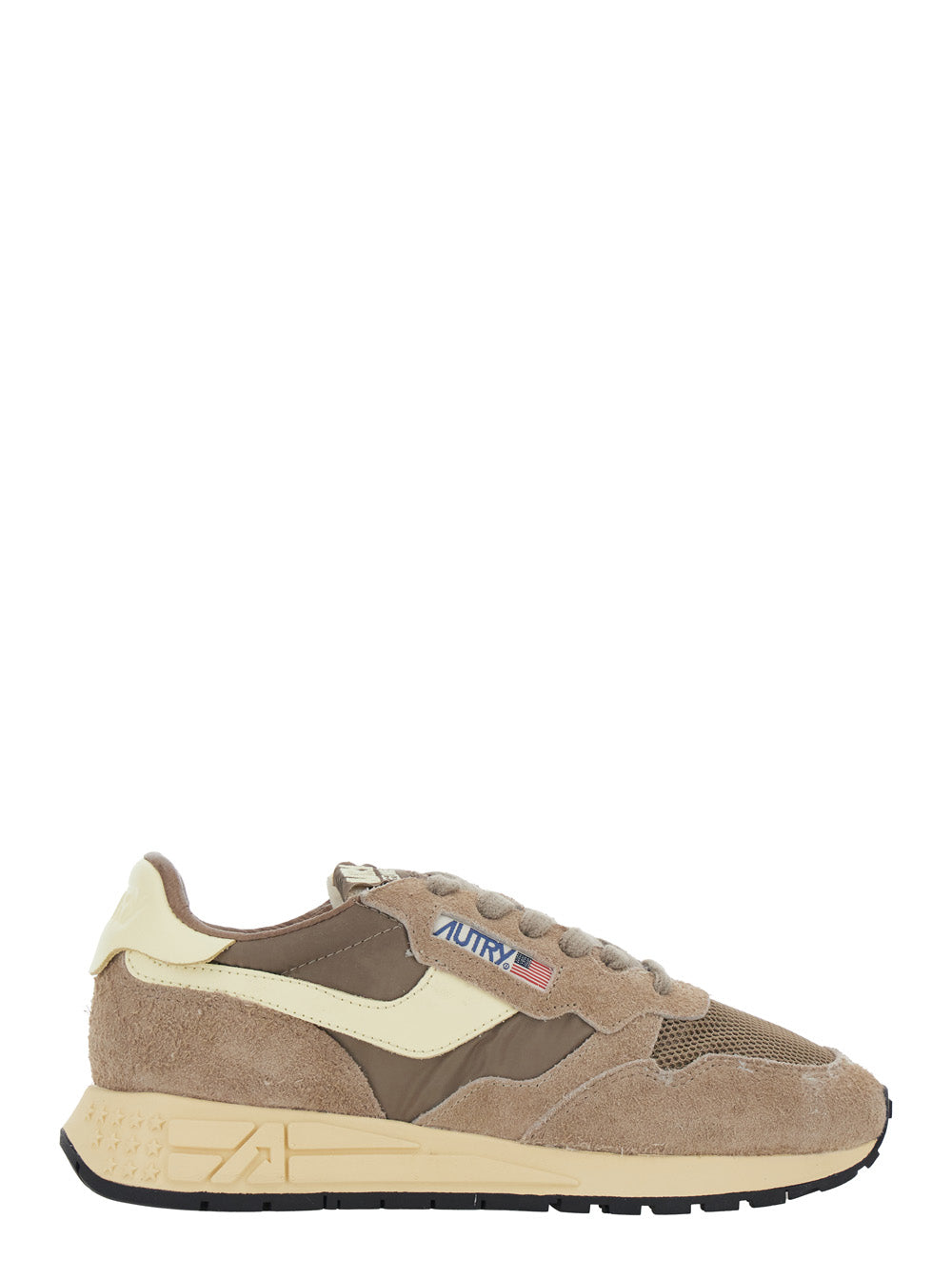 Reelwind Brown Sneaker Low Top with Logo Patch on Tongue and Side in Suede for Women Nylon Cow Mesh