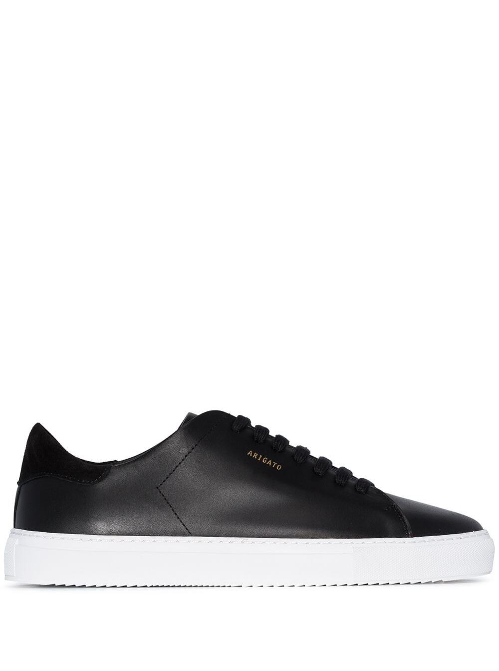 Mens Black Leather Clean 90 Low Top Sneaker with Logo Lettering on the Side 100 %