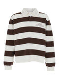 Rey Polo Sweater Brown with Collar and Long Sleeves in Merino Cotton Blend for Women Wool Sweatshirts