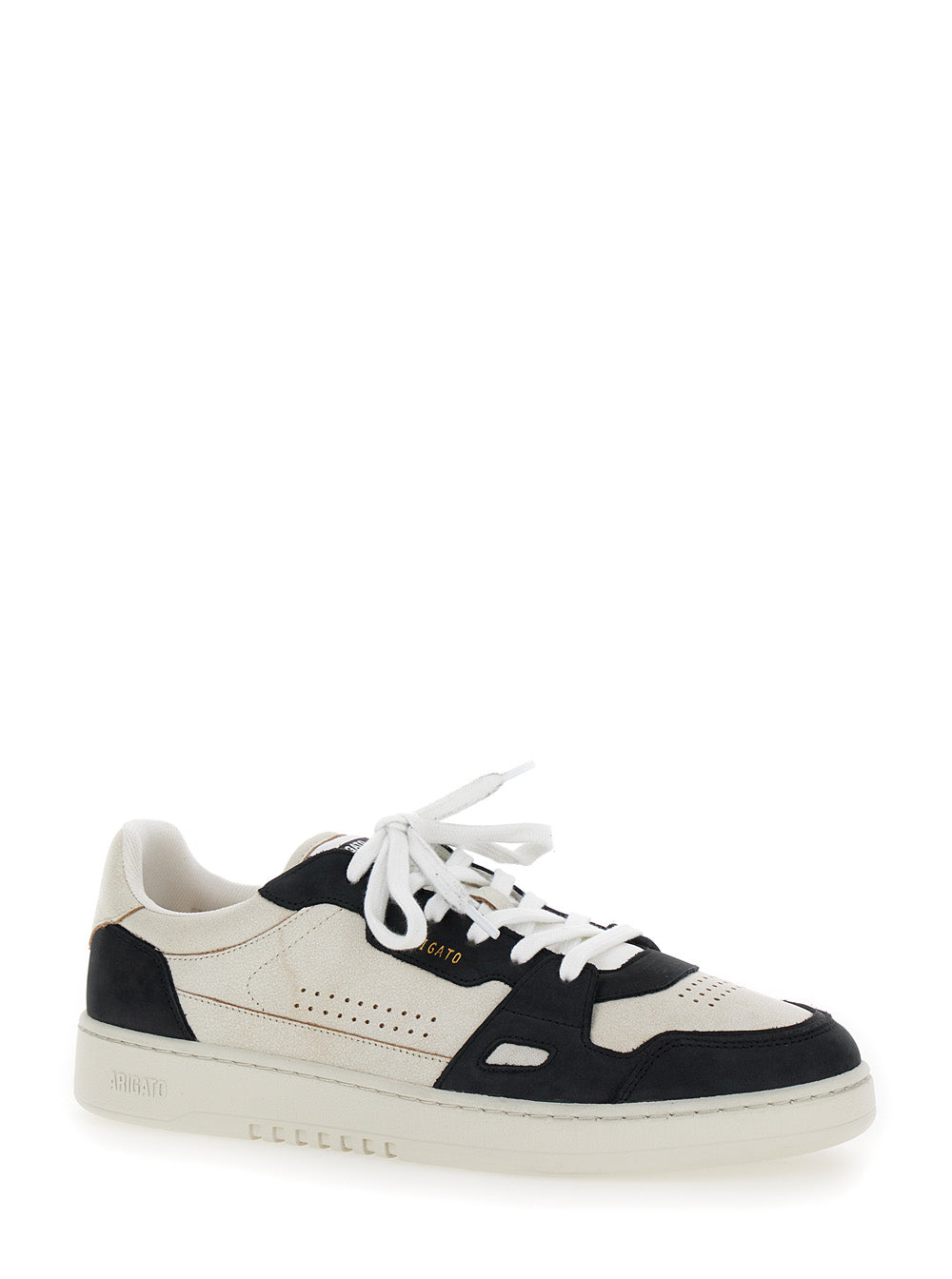 Mens Black and Beige Leather Logo Dice Lo Bicolor Sneakers White/black Recycled Polyester