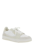 Clay Beige Sneakers with Suede Panels and Logo Patch on the Tongue in Leather Man Recycled Polyester