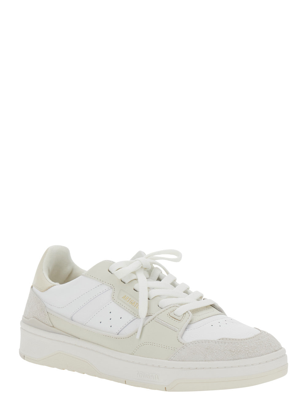 Clay Beige Sneakers with Suede Panels and Logo Patch on the Tongue in Leather Man Recycled Polyester
