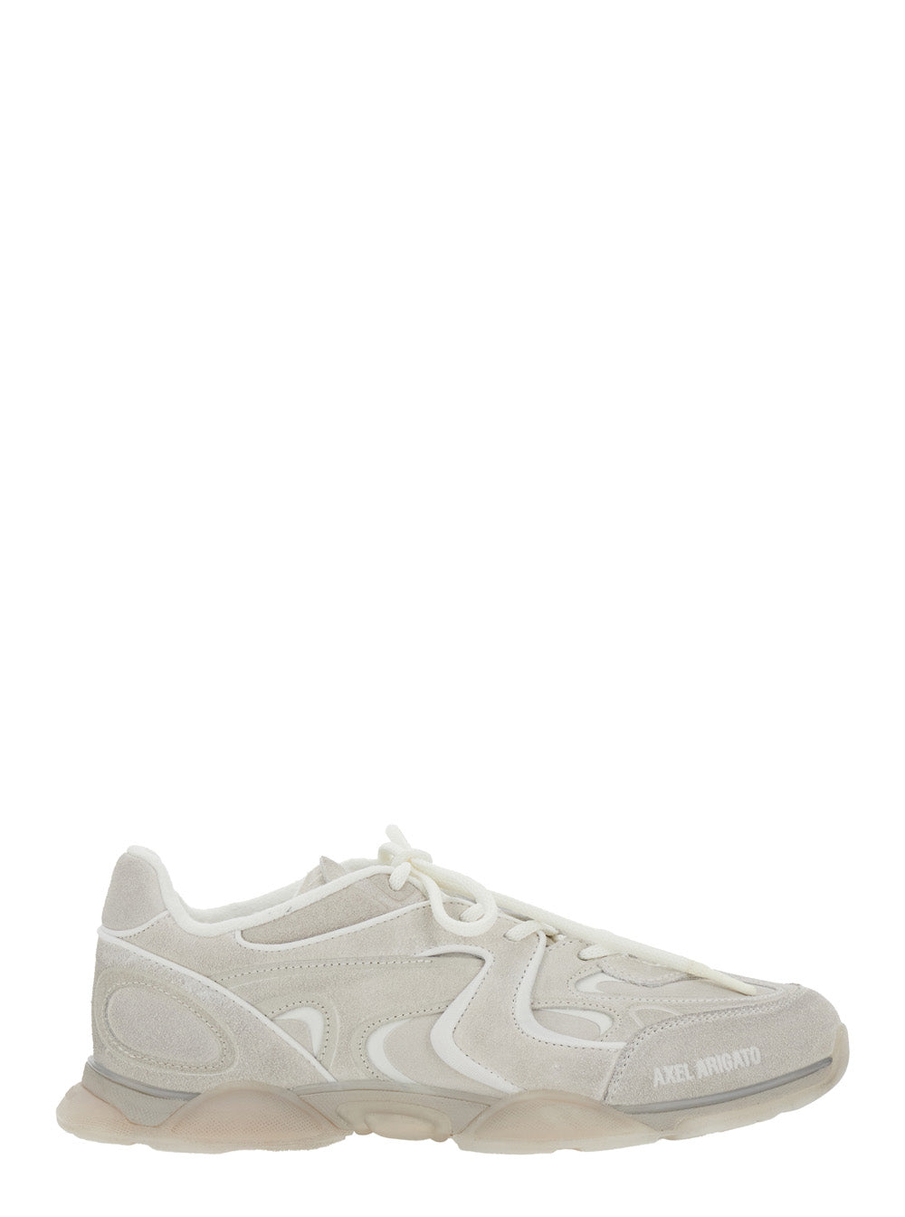 Sneaker Eris with Side Lettering Logo and Panel Design in White Suede for Men Leather Textile