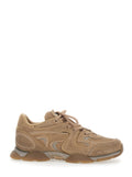 Sneaker Eris Low Top with Logo Patch on the Tongue in Leather and Beige Fabric for Women Textile