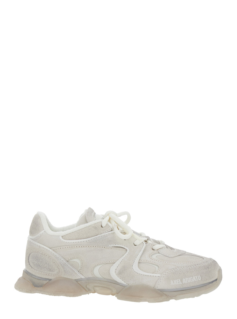 Sneaker Eris Low Top with Logo Patch on the Tongue in Leather and White Fabric for Women Textile