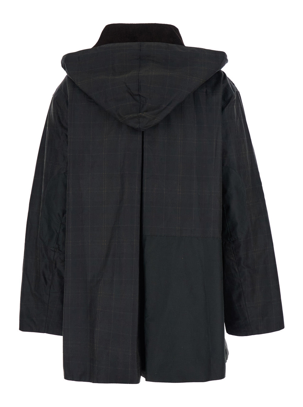 Dark Brown BARBOUR Jacket with All-Over Stripes and Logo Patch on Front in Ecoleather for Women Waxed Cotton Outerwear