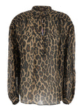 SHIRT Beige with Collar and Long Sleeves in Viscose Women Glass Ramie Blouses