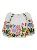 Sea Life Crop Top Multicolor in Cotton Women Shirts And Blouses
