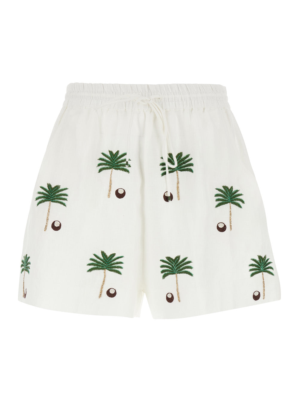 Coco Palm Mini Shorts White with Side Pockets in Linen Women And Bermuda