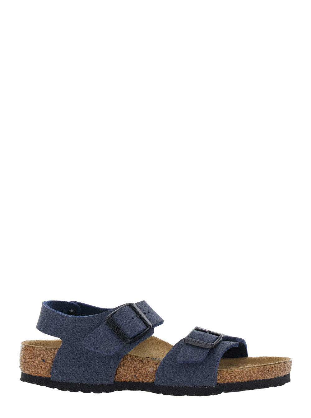New York Sandals with Rounded Toe and Buckle Closure in Blue for Kids Blu Birkoflor Flat Shoes