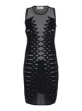 Dress EMBR SCUBA Black with V-Neck in Tech Fabric Women Polyester Elastane