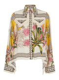 Shirt with Pointed Collar and All-Over Floral Print in Multicolor Viscose for Women Blouses