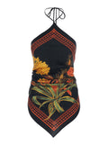 Top with Knot Closure and All-Over Floral Print in Multicolor Viscose for Women Tops