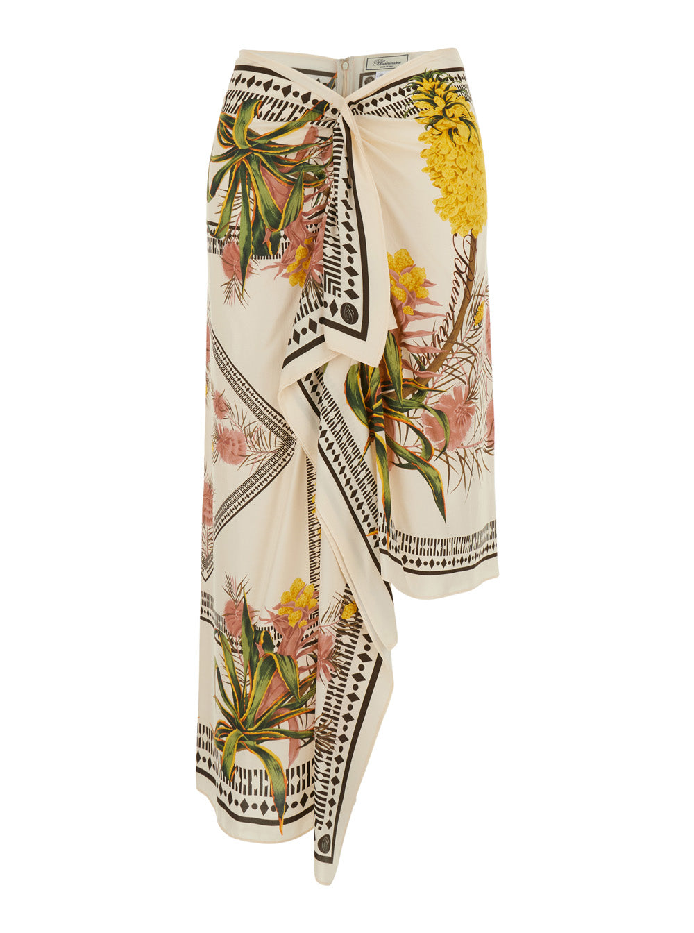 Multicolor Skirt With Concealed Closure On The Back And All-Over Floral Print Viscose For Women - IT 40