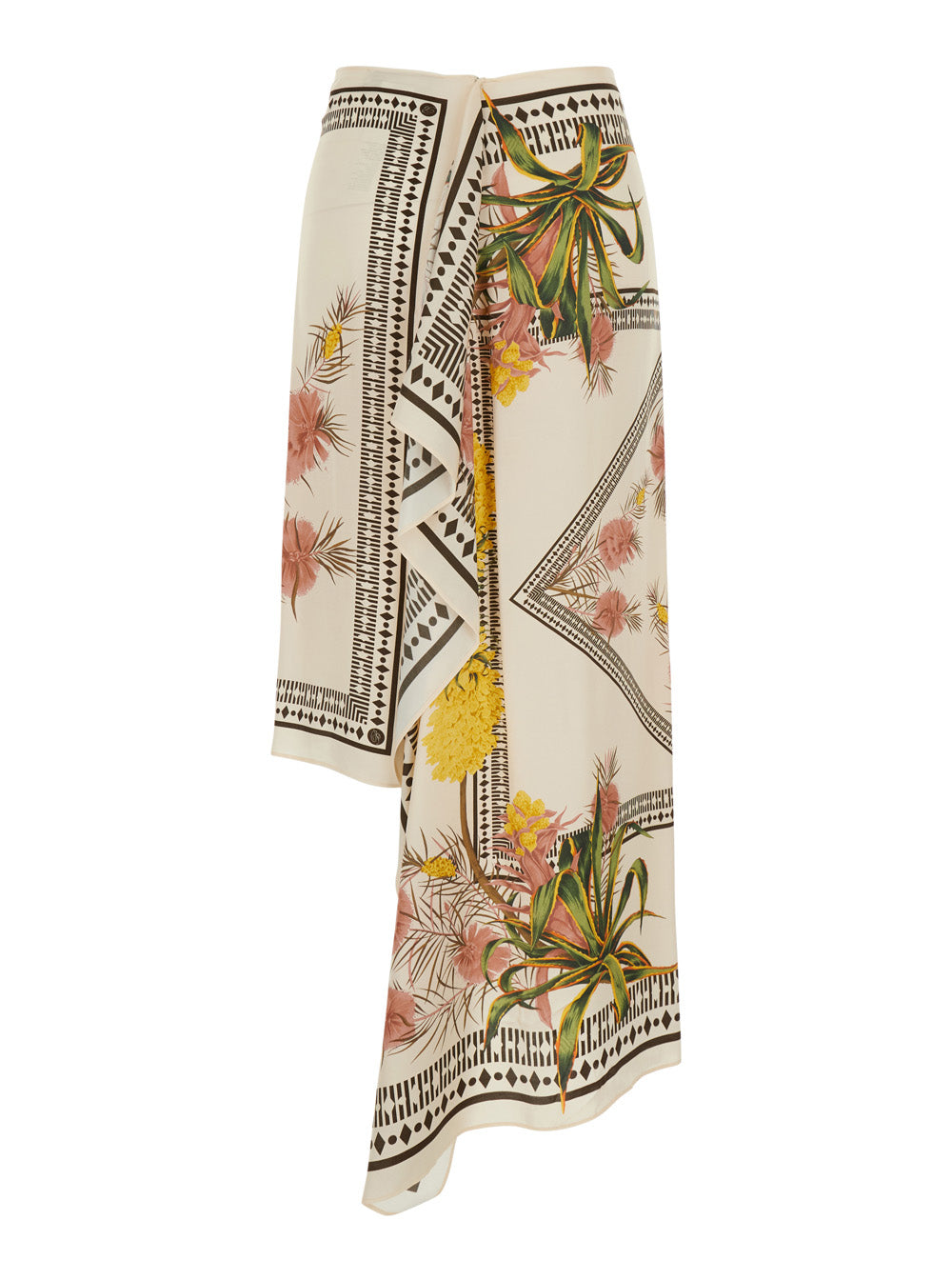 Multicolor Skirt With Concealed Closure On The Back And All-Over Floral Print Viscose For Women - IT 42