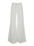 DENIM FLARE PANT - Wide Leg Viscose White Women Cotton Jean