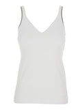 Top with V-Neck and Side Monile Details in White Cotton for Women Elastane Tops