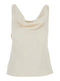 White Top with Draped Neckline in Viscose Blend for Women Linen Tops