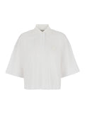 White Polo with Front Logo Patch In Cotton for Women Tshirts And Shirts