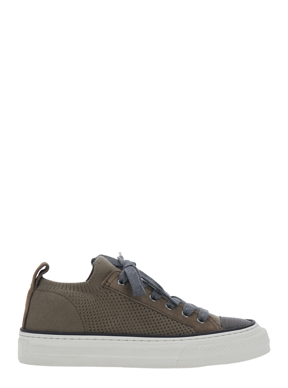 Brown Low Top Sneaker with Heel Tab in Cotton Knit for Women - IT 41