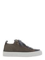 Brown Low Top Sneaker with Heel Tab in Cotton Knit for Women - IT 36