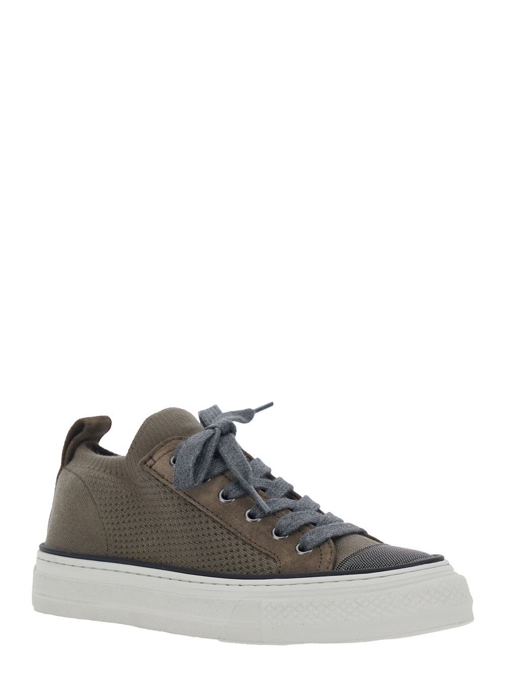 Brown Low Top Sneaker with Heel Tab in Cotton Knit for Women - IT 41