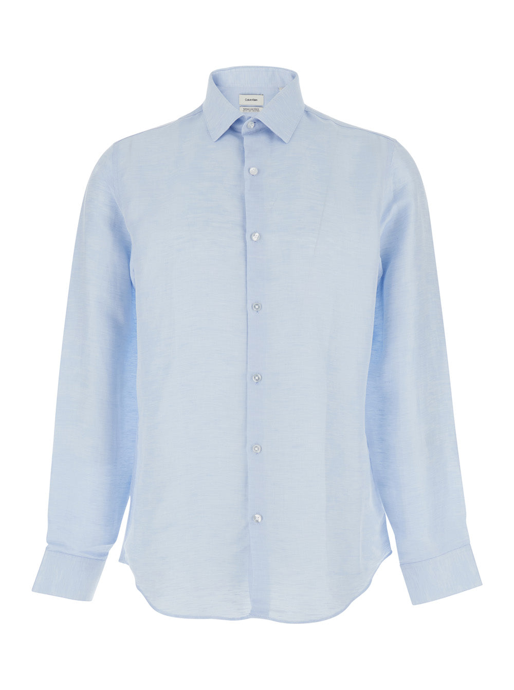 Shirt SLIM REF LINEN BLD SLD Light Blue with Classic Collar and Long Sleeves in for Women Lyocell Blouses