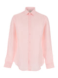 Shirt SLIM REF LINEN BLD SLD Pink with Classic Collar and Long Sleeves in Lyocell Blend for Women Blouses