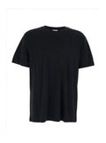 Black T-Shirt with Tone-on-Tone Logo on the Front for Men Cotton Tshirts And Polo Shirts