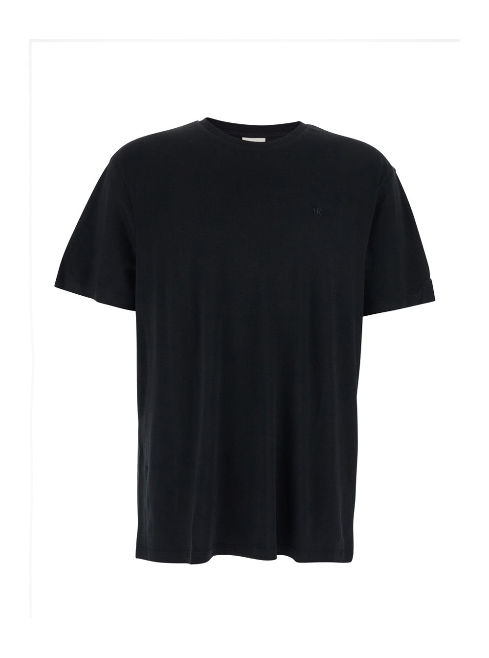 Black T-Shirt with Tone-on-Tone Logo on the Front for Men Cotton Tshirts And Polo Shirts
