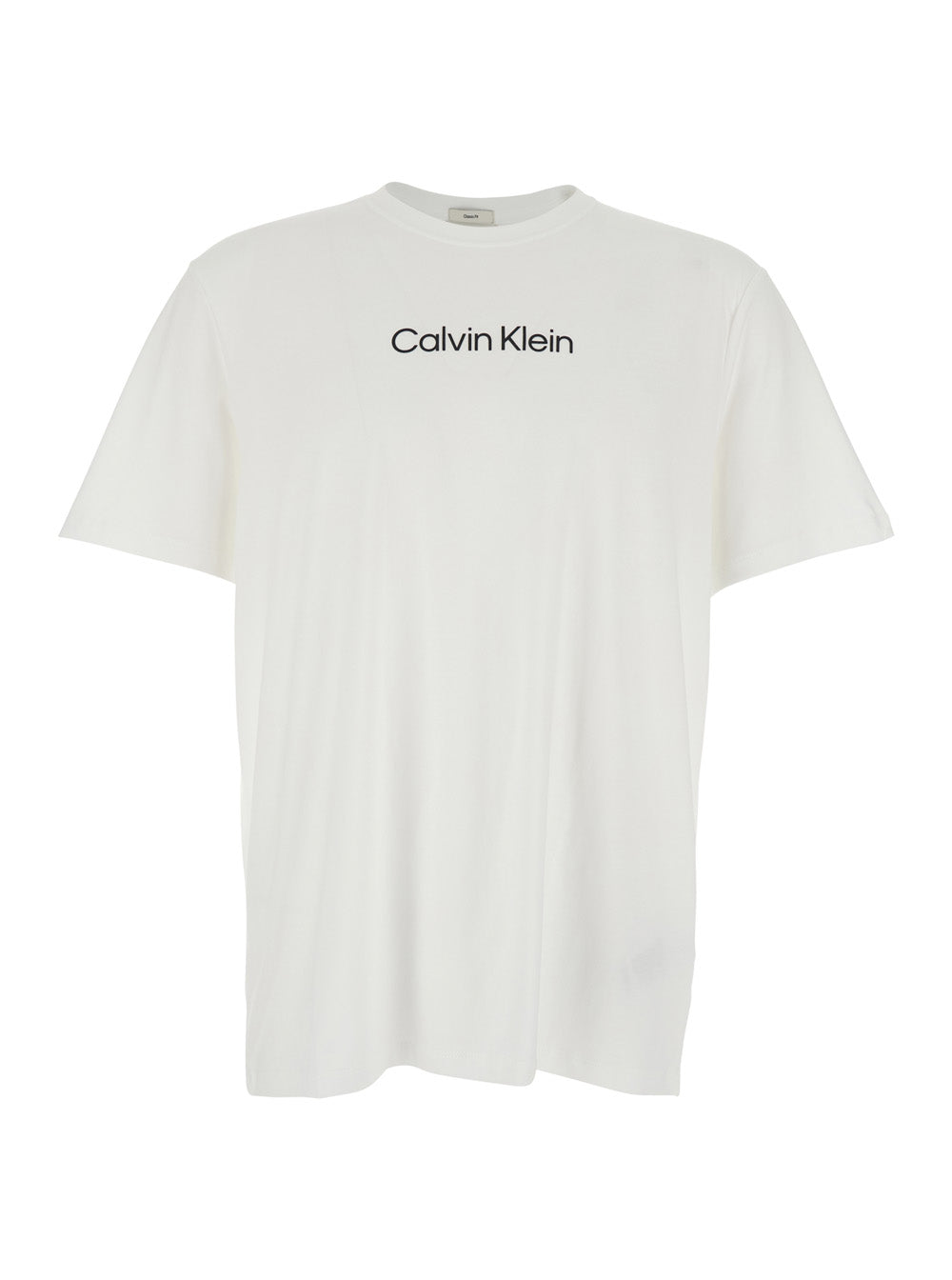 Crew Neck T-Shirt with Front Logo in White Cotton for Men Tshirts And Polo Shirts