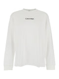 Crew Neck T-shirt CALVIN KLEIN with Front Logo in White Cotton for Men Tshirts And Polo Shirts