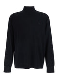 Black MERINOS Sweater with Crew Neck and Long Sleeves for Women Wool Jersey