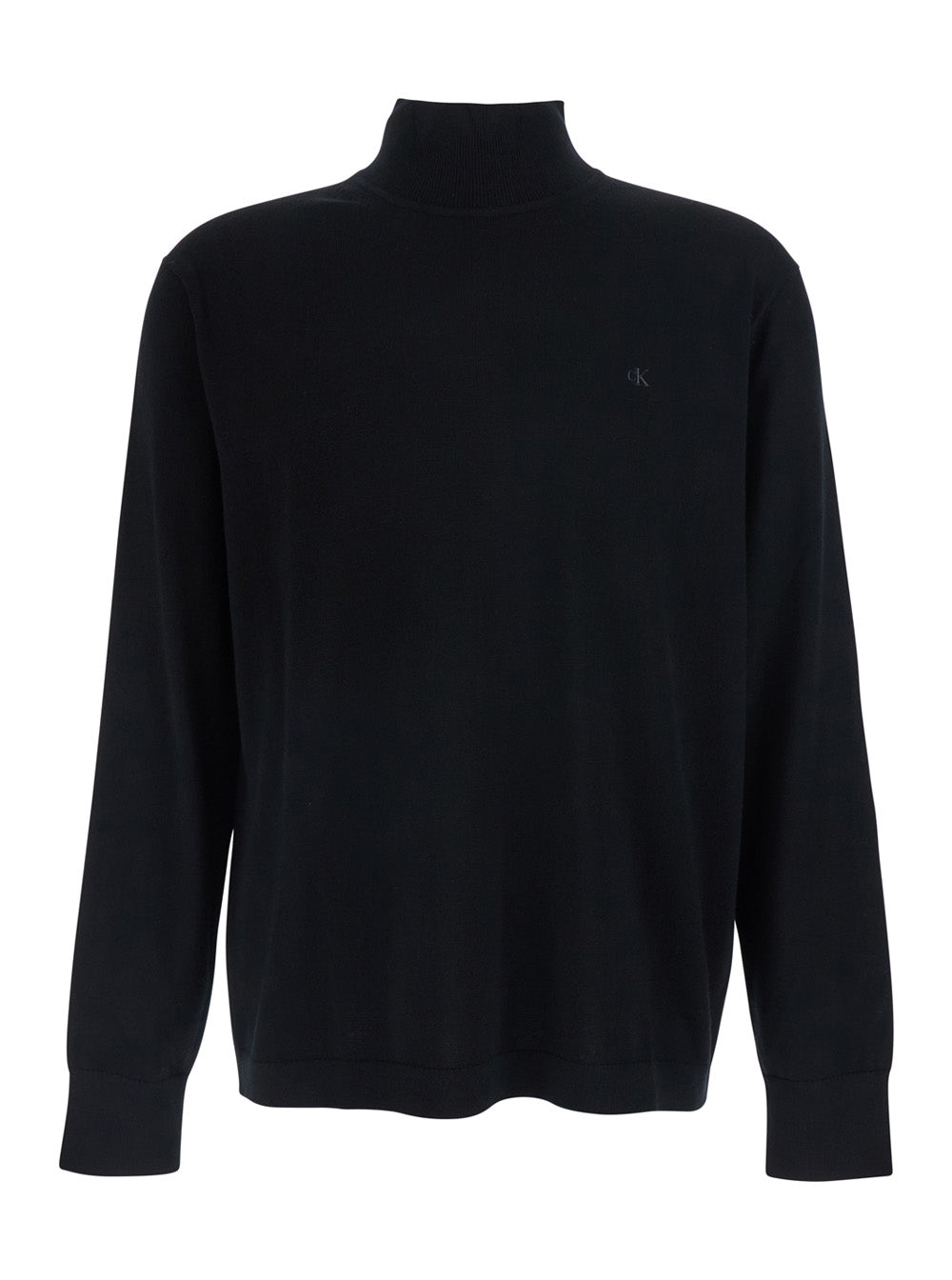 Black MERINOS Sweater with Crew Neck and Long Sleeves for Women Wool Jersey
