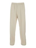 Pants STRAIGHT LINEN PULL ON White with elastic waist and side pockets in Women Cotton Trousers