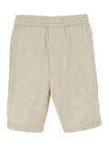 Shorts STRAIGHT LINEN 7 PULL ON White in and Cotton Men Bermuda