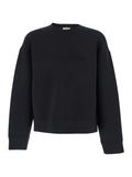 Crewneck sweatshirt with tone-on-tone logo on the front in black tech fabric for men Polyester Viscose Elastane Sweatshirts