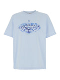 Blue T-Shirt with Front Logo in Cotton for Men Light Organic Tshirts And Polo Shirts