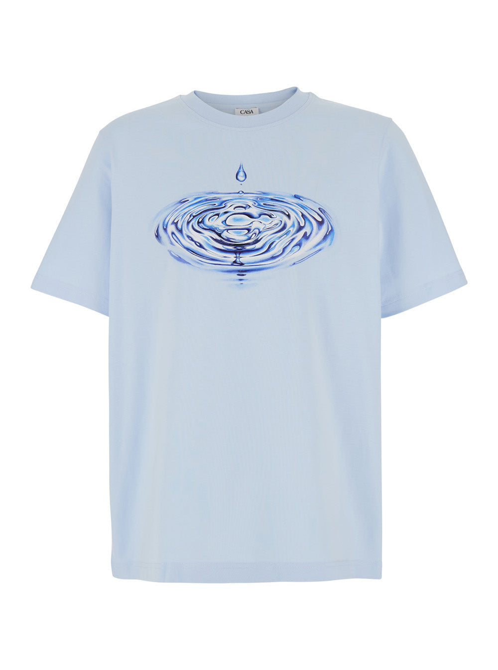 Blue T-Shirt with Front Logo in Cotton for Men Light Organic Tshirts And Polo Shirts