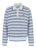 Blue Polo with Logo Embroidery on the Front and All-Over Stripes in Cotton for Men Light Tshirts Shirts