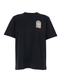 Black T-Shirt with Logo Detail on the Front and Maxi Back in Cotton for Men Tshirts Polo Shirts