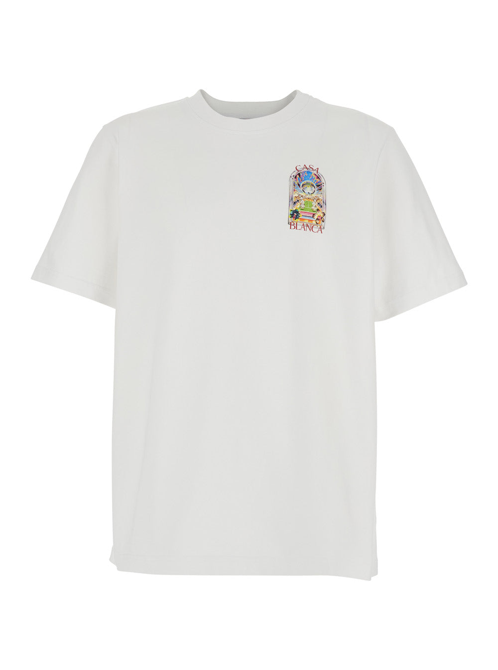 White T-Shirt with Logo Detail on the Front and Maxi Back in Cotton for Men Tshirts Polo Shirts