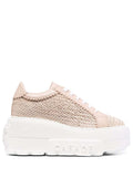 Chunky Sneakers in Woven Fabric Pink Casadei Women Polyurethane Calf