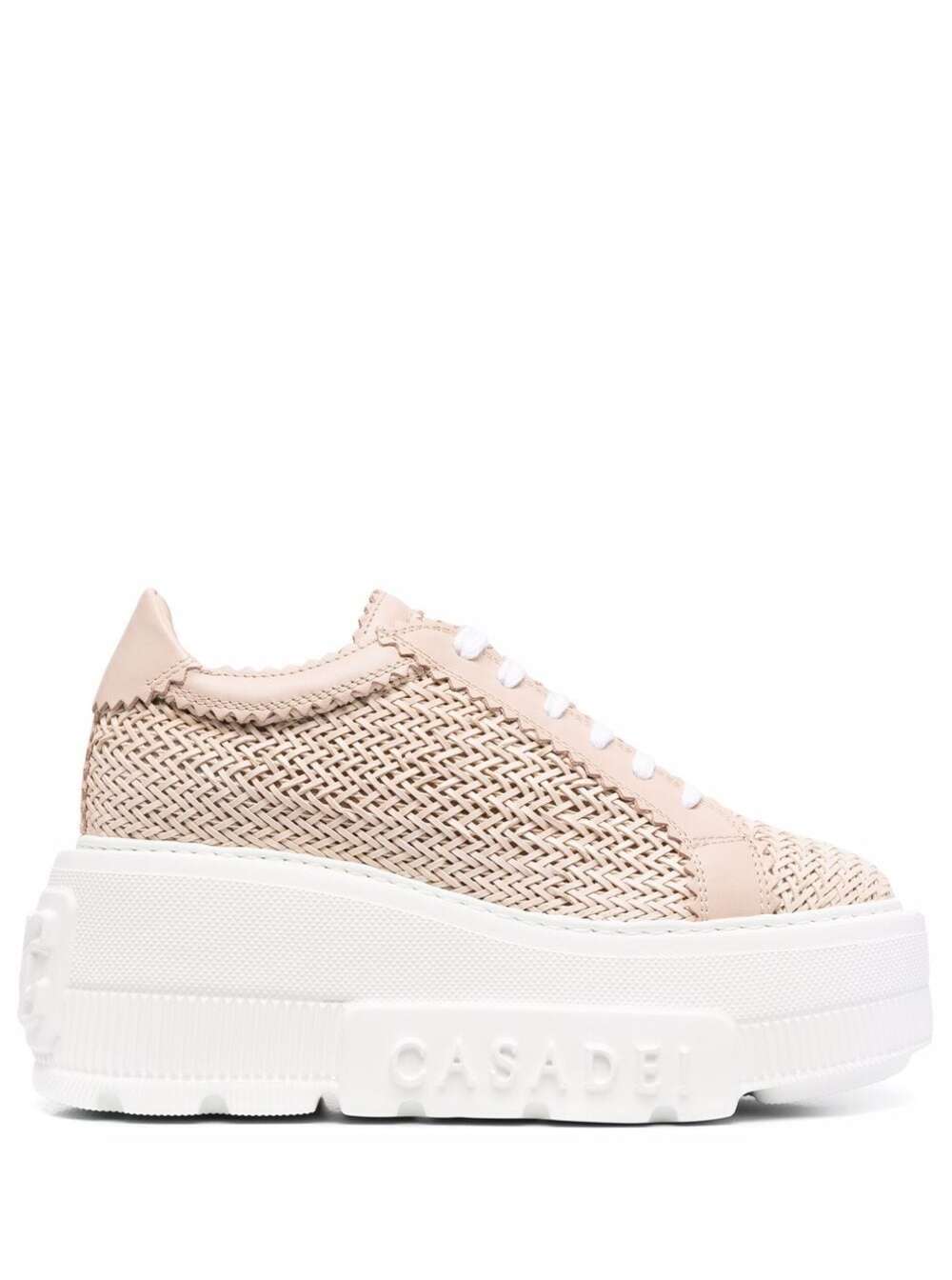 Chunky Sneakers in Woven Fabric Pink Casadei Women Polyurethane Calf
